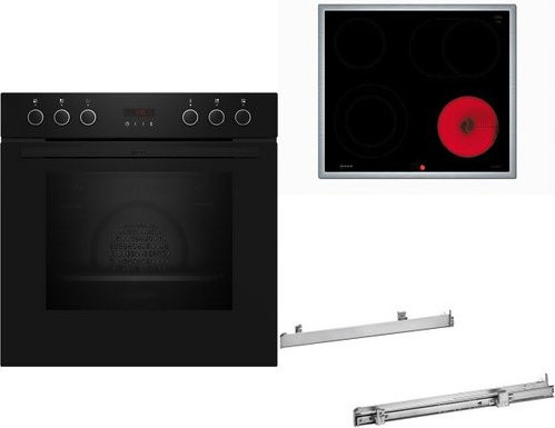 Neff Herdset HMK220P bestehend aus Glaskeramikkochfeld und Einbaubackofen in Schwarz und Edelstahl - Bild 1