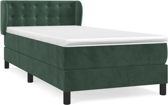 vidaXL Boxspringbett mit Matratze Dunkelgrün Samt B/T/H: 90 x 200 x 88 cm - Bild 1