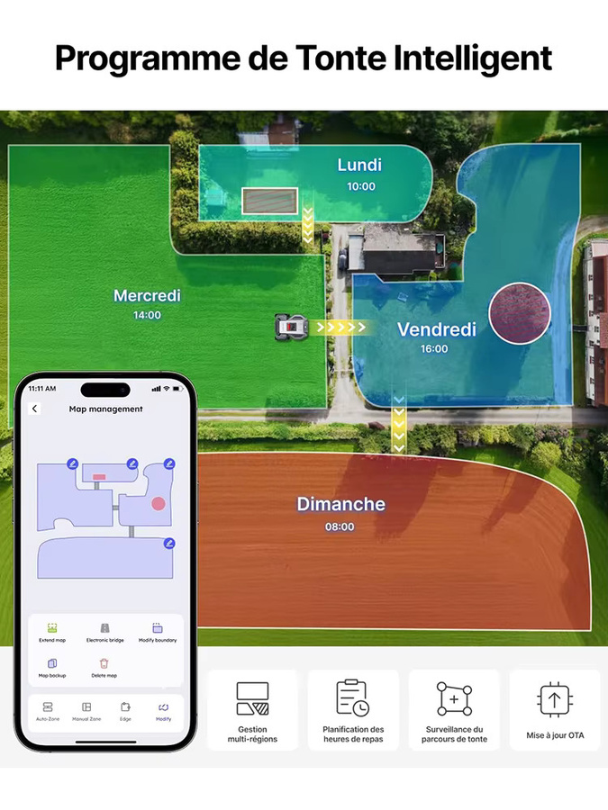 ANTHBOT M9 Kabelloser Rasenroboter mit RTK Navigation, Doppelsicht, 4G und App-Steuerung, Grau, für Gärten bis 1000 m² - Bild 5