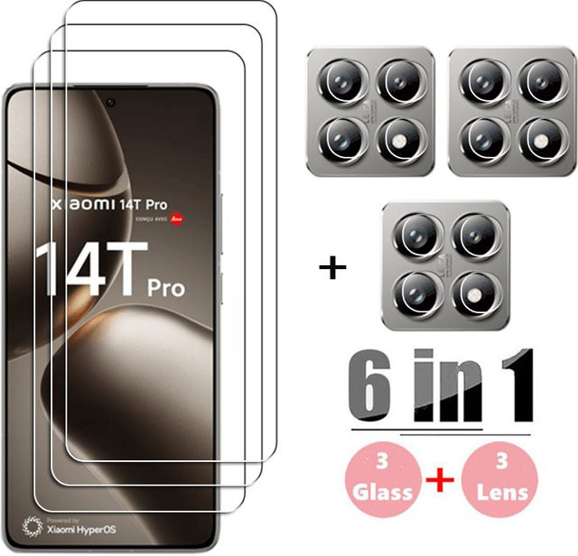 Xiaomi Full Glue Glas Schutzfolie für Xiaomi 14T und Xiaomi 14T Pro mit Kameraobjektiv-Schutz, transparent - Bild 1