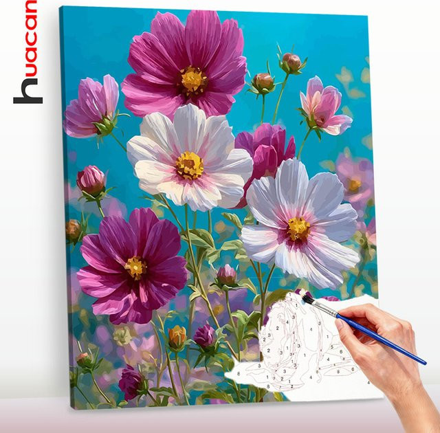 Huacan Blumen-Zeichnung nach Zahlen, Landschaft, ab 14 Jahren - Bild 1