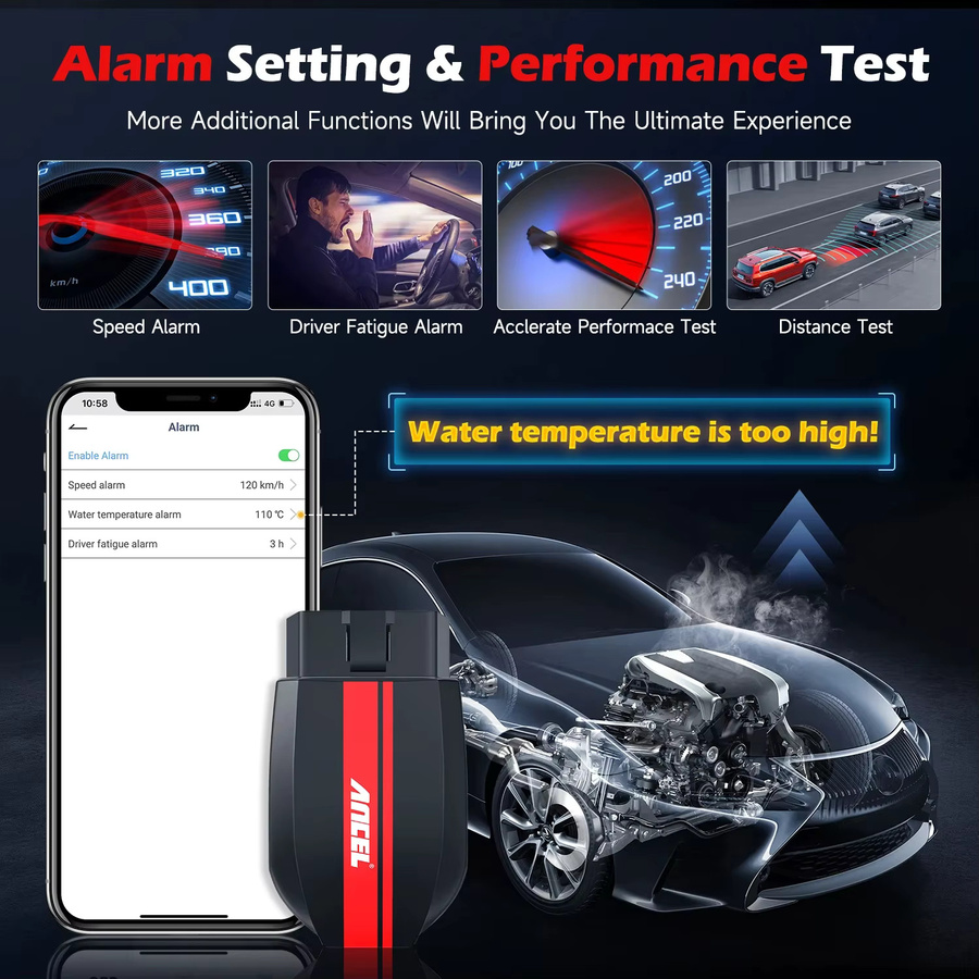 ANCEL BD200 OBD2 Automotive Scanner Bluetooth Diagnosegerät in Schwarz für Android und iOS - Bild 2
