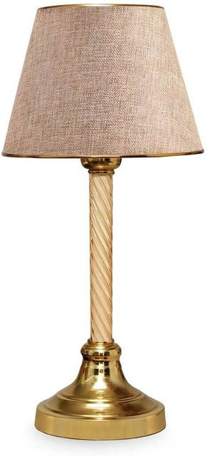Opviq Tischleuchte in Gold und Beige mit Stoffschirm und E27 Fassung, B/T/H: 22 x 22 x 45 cm - Bild 1