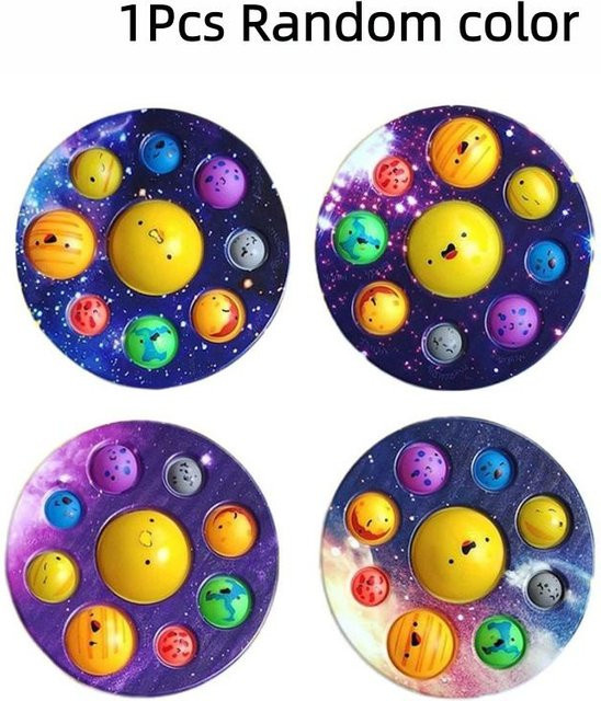 Topmix Acht Planeten Dimple Push Bubble Fidget Spielzeug, yellow - Bild 1