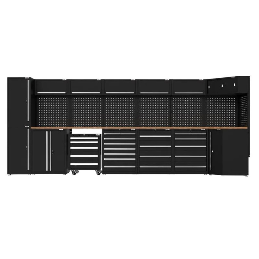 Galaflor Kombinierter Werkzeugschrank mit Werkzeugwand in Schwarz, B/T/H: 205,0 x 55,0 x 505,0 cm - Bild 2