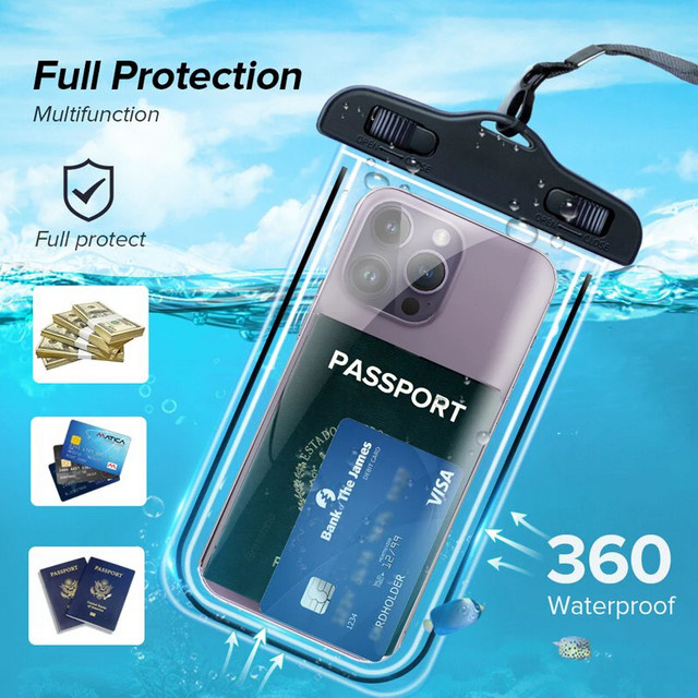 Wasserdichte Handyhülle von VIKEFON in Blau und Transparent für iPhone und Samsung bis 6,7 Zoll - Bild 1