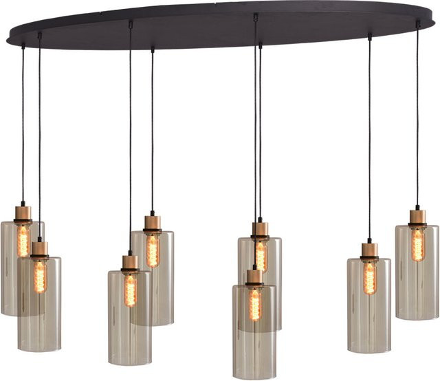 Masterlight Ortona Pendelleuchte 8-flammig oval in Gold/Messing mit transparentem Glas - Bild 1