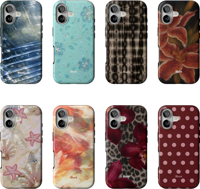 Blunts Retro Blumen-Muschel Handyhülle für iPhone 17 16 15 14 13 12 11 Pro Max Plus und XS XR mit doppelschichtiger Rückabdeckung - Bild 1