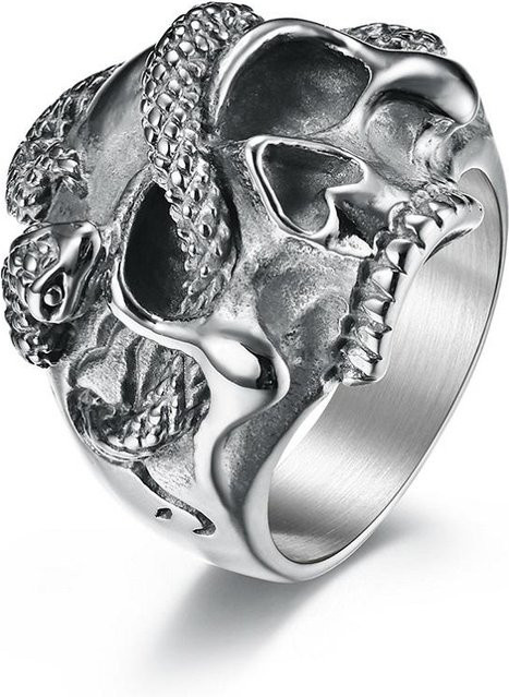 YIRAN Jewelry Ring Edelstahl, Totenkopf Schlange, Schwarz, Unisex - Bild 1