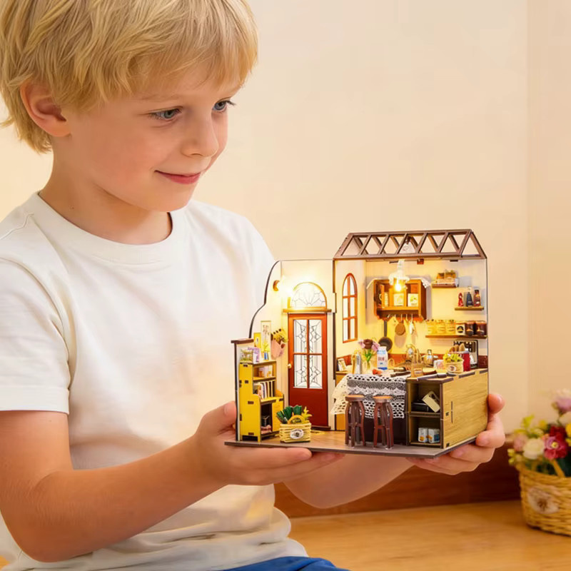 zuuton DIY Miniatur Puppenhaus Kit Holz Küche Modell mit LED Licht als 3D Puzzle Handwerk Set in Multicolour - Bild 5