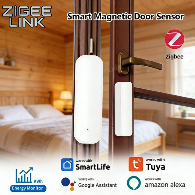 Tuya Zigbee 3.0 Intelligenter Magnetischer Türsensor in Weiß für Heimsicherheitsautomatisierung mit App-Benachrichtigung und Z2M-Kompatibilität - Bild 1