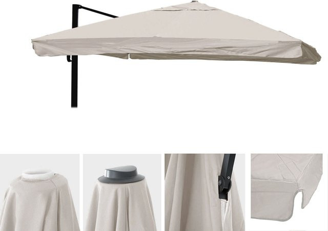 MCW Ersatz-Bezug für Luxus-Ampelschirm MCW-A96 mit Flap, Farbe: Creme-Grau, Maße: 3 x 4 m (Ø 5 m) - Bild 1