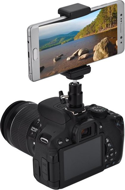 Shoemst Handyhalterung Clip mit 360 Grad Kugelkopf und Stativ Mount Adapter für iPhone und Samsung in Grau - Bild 1