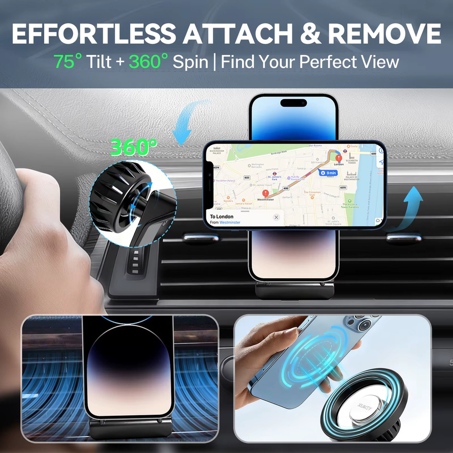 Magnetische Smartphone-Halterung für VW Golf Mk6 GTI (2010-2014), verstellbare mobile Handyhalterung in Schwarz - Bild 3