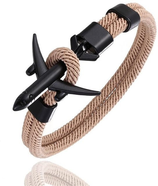 YULIN Armband, Flugzeug London Skyline, Zinklegierung, braun, Herren, 19cm - Bild 1