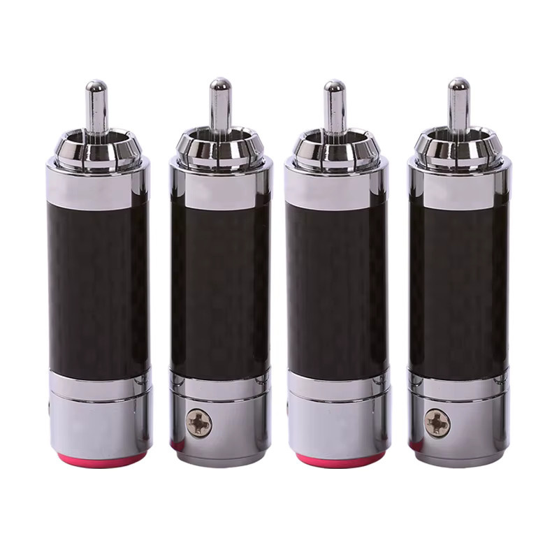 DIYLIVE FuruTECH CF-102(R) RCA-Lotus-Audiokabelanschlüsse, 4-teiliges Set, Kohlefaser-Rhodium-beschichtet, schwarz, lötfreier selbstsichernder Stecker - Bild 5