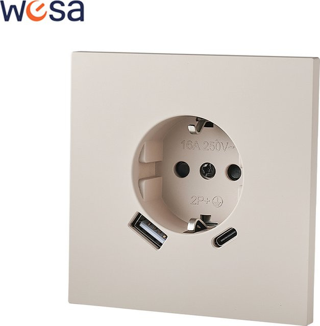 WESA Skin Sensation Wandsteckdose mit USB-Anschluss in Weiß aus lackiertem Kunststoff - Bild 1