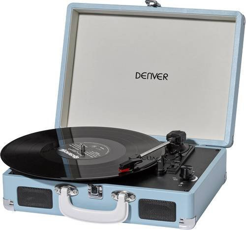 Denver VPL-120 USB-Plattenspieler im Koffer-Design mit Lautsprechern, Blau - Bild 1