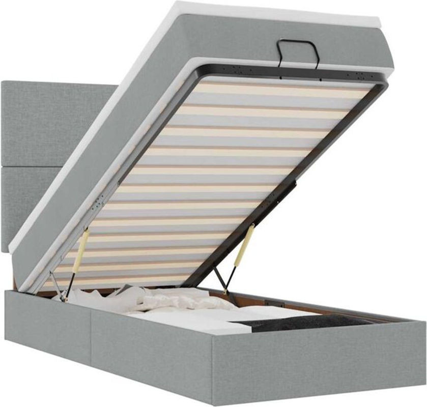 vidaxl Polsterbett Ottomane mit Matratze und LED-Beleuchtung in Grau, B/T/H: 80 x 200 x 128 cm - Bild 1