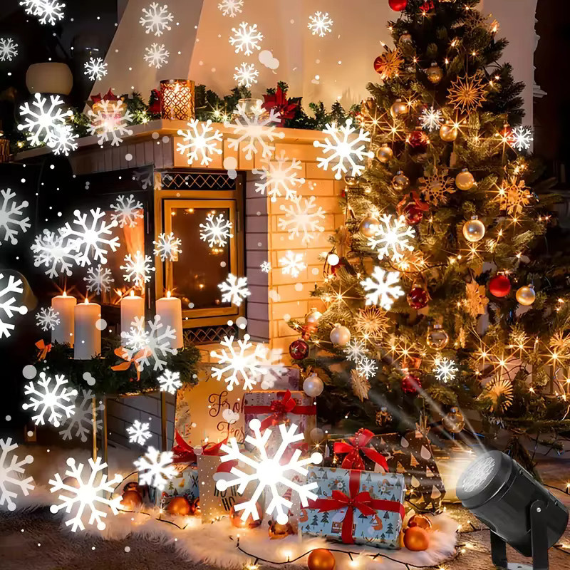Leclstar USB Weihnachts-Schneeflocken-Projektor in Schwarz mit rotierendem Urlaubsmuster für die Innenraumdekoration - Bild 4