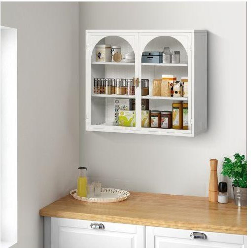 Moderne Doppelwandgarderobe von MUVOE in Weiß mit Glastüren und drei Ablageböden, Breite: 70 cm - Bild 1