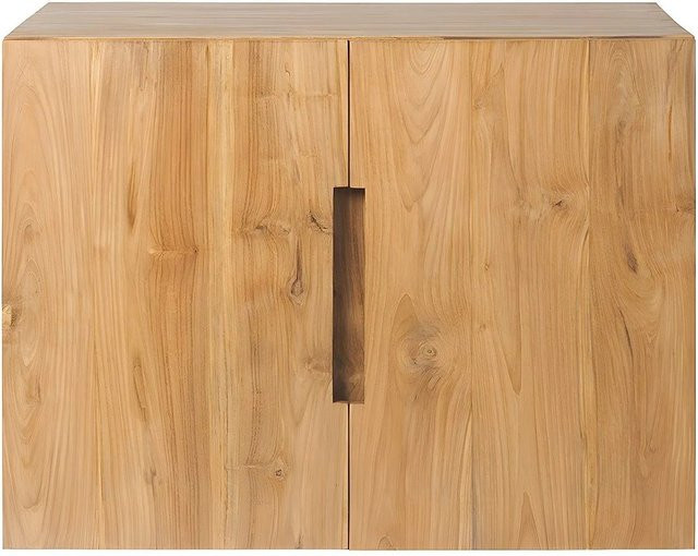 Vente-unique Waschbeckenunterschrank Sawan aus Teakholz in Beige und Braun, Breite: 80 cm - Bild 1