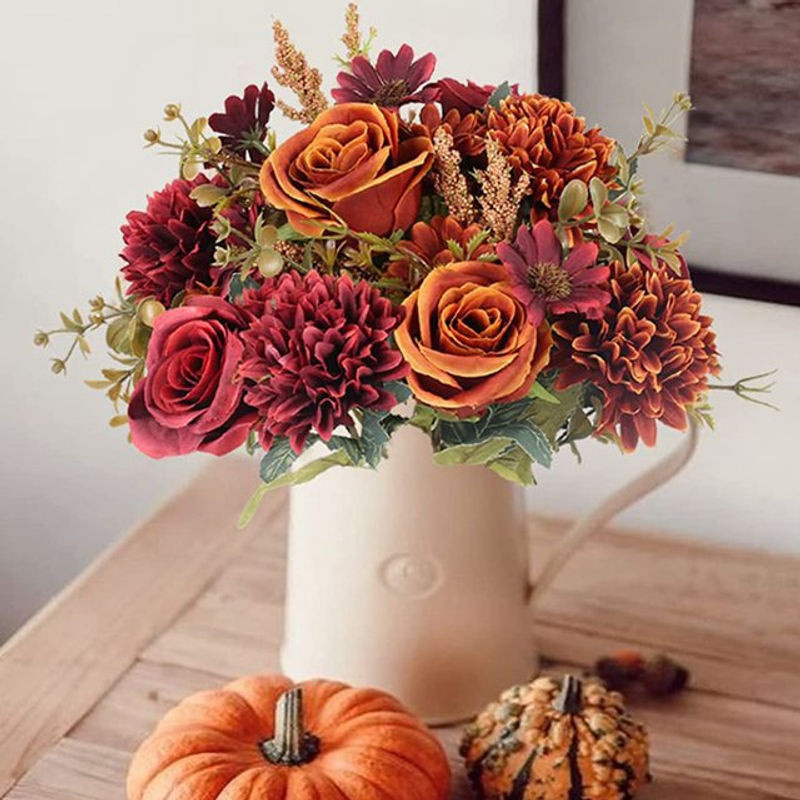 Künstliche Pfingstrosen von smr in Orange und Mehrfarbig als florale Textil-Dekoration für Hochzeit, Weihnachten und Garten - Bild 1