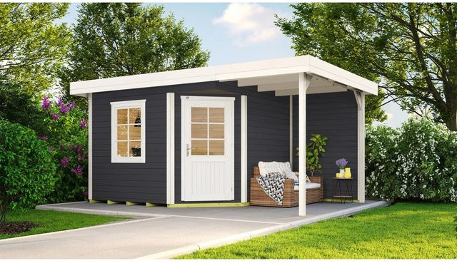 WEKA Holz-Gartenhaus 213 mit Flachdach in Anthrazit, B/T/H: 442 x 278 x 237 cm - Bild 1