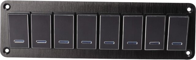 Fishine 8-fach Kippschalterpanel aus Aluminiumlegierung mit blauer LED für Auto, Wohnmobil und Motorrad, Schwarz - Bild 1
