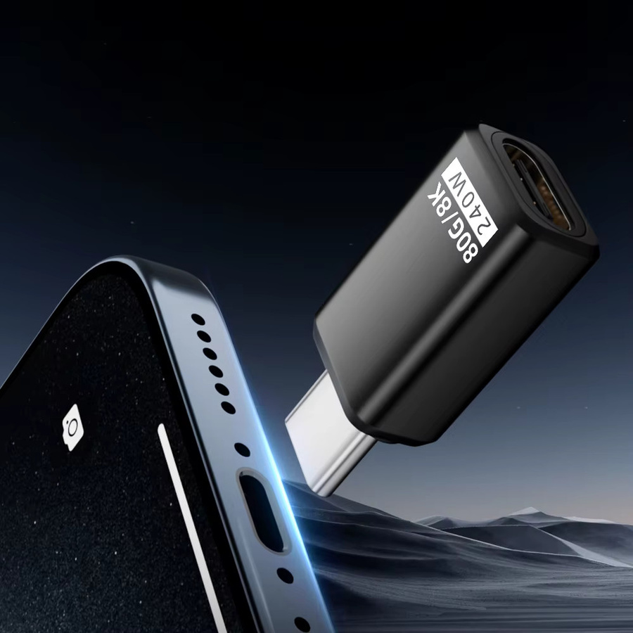 BSN USB4 V2 90-Grad-Typ-C-Winkeladapter in Schwarz mit 80Gbps, Thunderbolt 5/4/3 Kompatibilität und 240W USB-C Anschluss - Bild 5