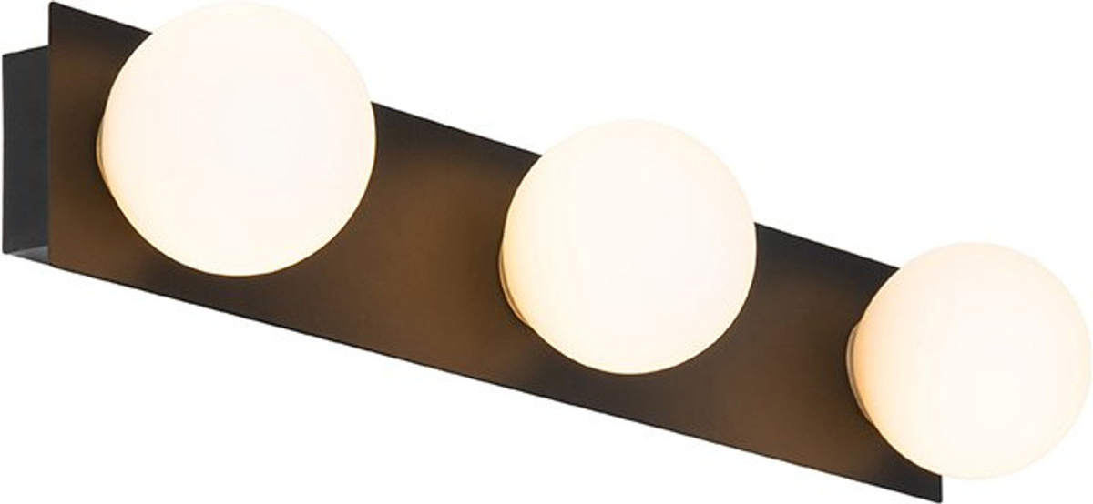 Qazqa Moderne Wandleuchte Cederic in Schwarz aus Stahl und Glas, 3-flammig, IP44, Breite: 48 cm, Fassung G9 - Bild 1