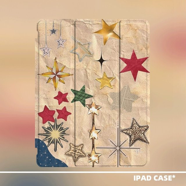 iPad Pro und iPad Air Schutzhülle mit süßem Kaninchen, Sternen und roten Punkten in Rot und Multicolour - Bild 1