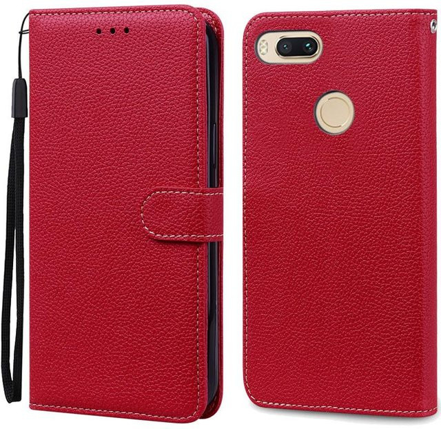 Leder-Brieftasche Flip-Hülle für Xiaomi Mi A1 und Mi 5X in Dunkelrot - Bild 1
