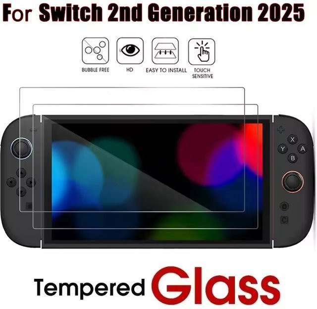 Nintendo Switch 2 Displayschutzfolie aus gehärtetem Glas, transparent, kratzfest und HD-klar - Bild 1