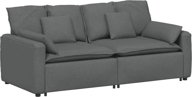 vidaXL Modulares Sofa Dunkelgrau mit Kissen und Armlehnen, Polsterung aus Stoff und Schaumstoff, Reversibel - Bild 1