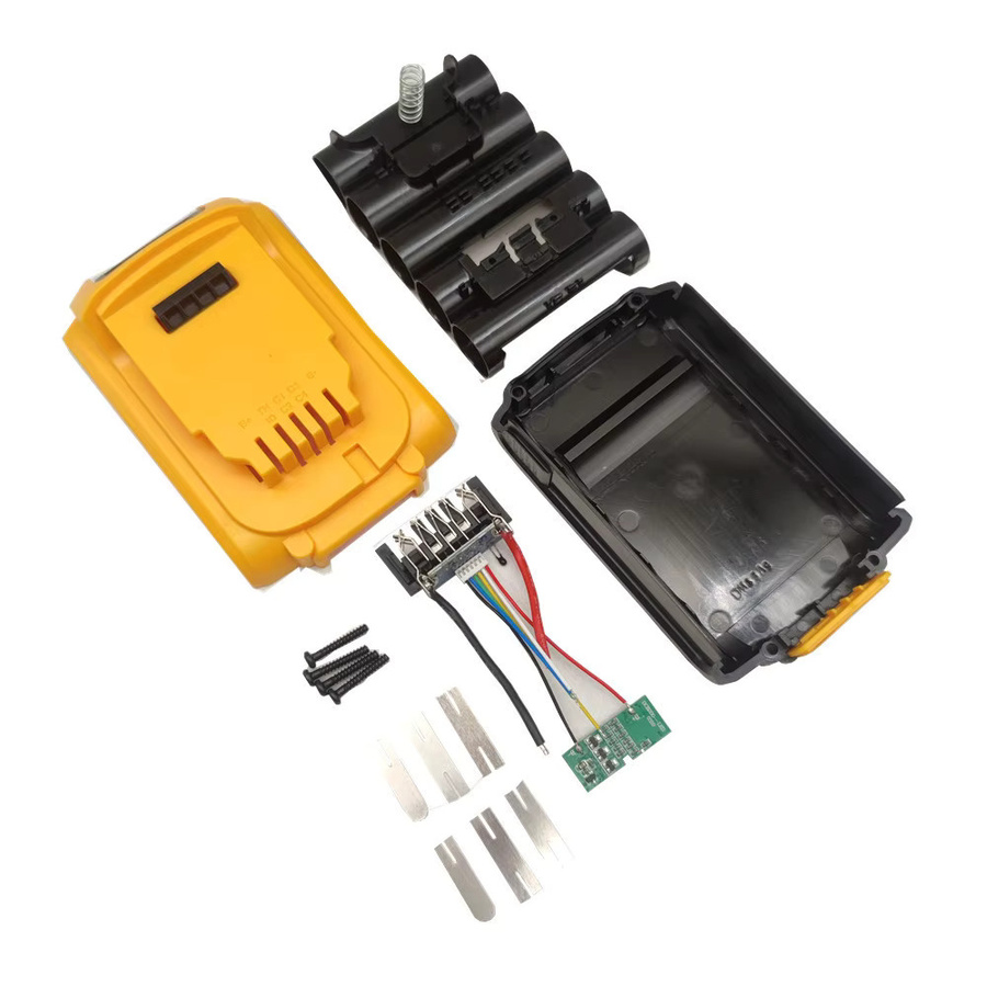 Dewalt Ersatzgehäuse für 18V 20V Li-Ion Akkus mit PCB-Ladeschutz-Platine und Kunststoff-Box in Gelb - Bild 1