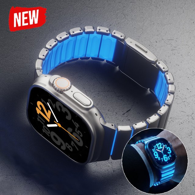 CAOWTAN Uhrenarmband Titan, Silikon, Silber, Unisex - Bild 1