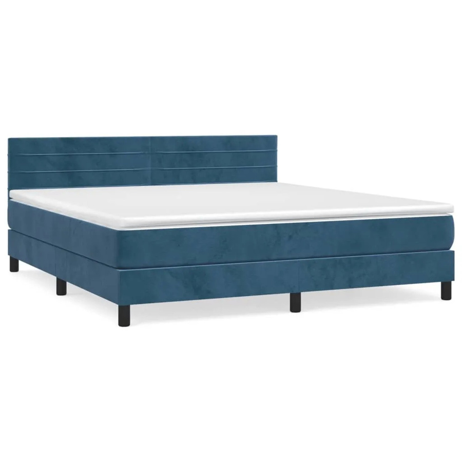 vidaXL Boxspringbett mit Matratze Dunkelblau aus Samt, B/T/H: 160 x 200 x 78 cm - Bild 2
