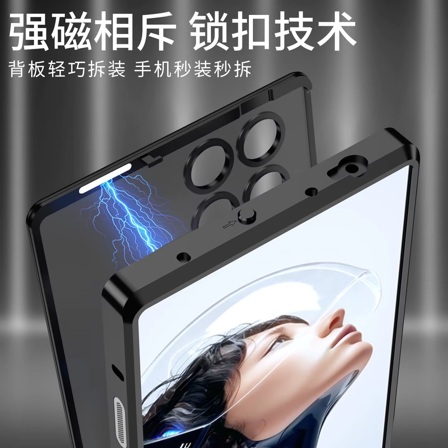 ZTE Nubia RedMagic 11 Pro+ 5G Plus Hülle mit mattiertem Metallrahmen aus Aluminiumlegierung und abnehmbarer MagSafe-Schnalle in Schwarz - Bild 3