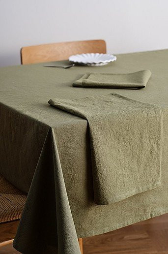 Jotex LINUS Serviette aus Leinen-Mix, 2er-Pack, Grün, B/B: 45 x 45 cm - Bild 1