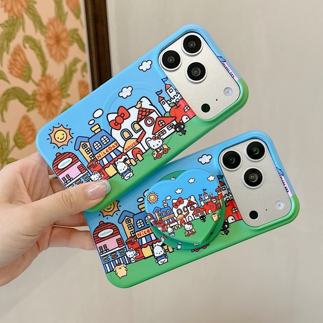 Sanrio Cartoon Vergnügungspark Magnetische Handyhülle für iPhone 17 16 15 Pro Max mit kabellosem Laden und Fallschutz, Multicolor - Bild 1