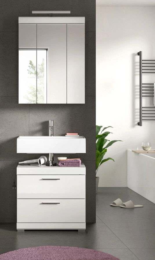 Inn.Furn Badmöbel Set Shawn 2-teilig in Weiß Hochglanz mit LED-Beleuchtung, Breite: 60 cm - Bild 3