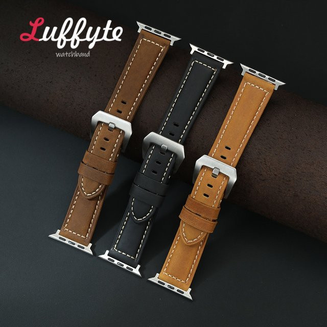 luffyte Uhrenarmband Leder, Schwarz, Herren - Bild 1