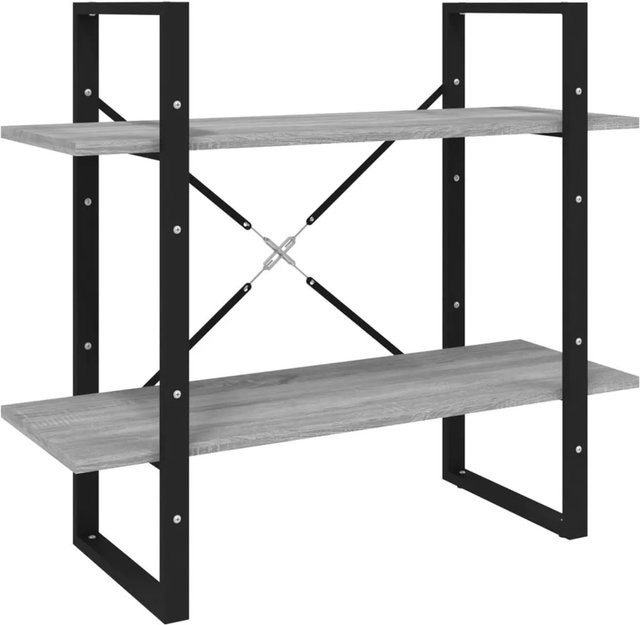 vidaXL Bücherregal in Grau im Industrial-Design aus Holz und Metall, B/T/H: 80 x 30 x 70 cm - Bild 1