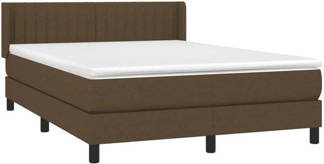 vidaXL Boxspringbett Hybrid mit Matratze und Kopfteil Dunkelbraun B/T/H: 140 x 190 x 78 cm - Bild 1