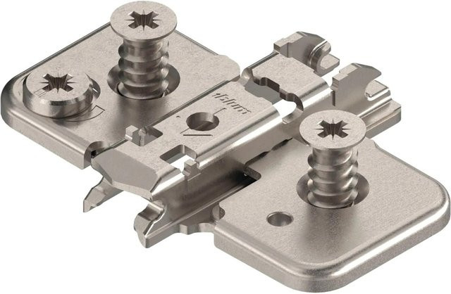 Blum Exzenter-Kreuzmontageplatte Clip Stahl Systemschraube Distanz 0 mm in Silber, vernickelt - Bild 1