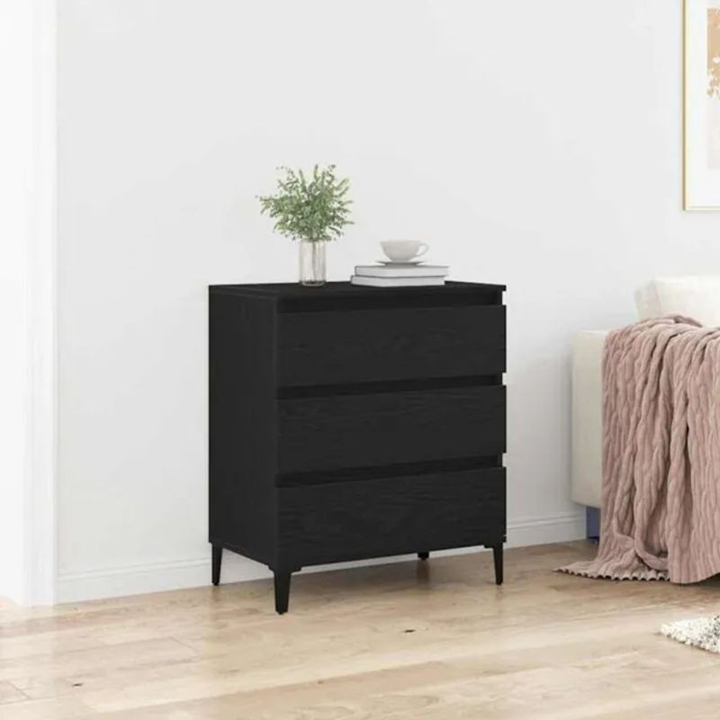 Vidaxl Sideboard in Schwarz und Eiche aus Holzwerkstoff und Metall, Modernes Design, B/T/H: 60 x 35 x 70 cm - Bild 1