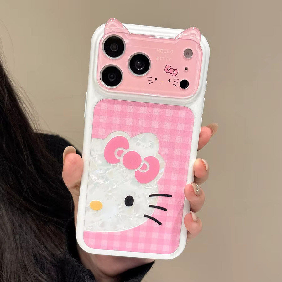 Sanrio Hello Kitty Handyhülle mit Katzenohren für iPhone 17 Pro 16 15 Pro Max in Pink, stoßfeste Acryl-Schutzhülle - Bild 3