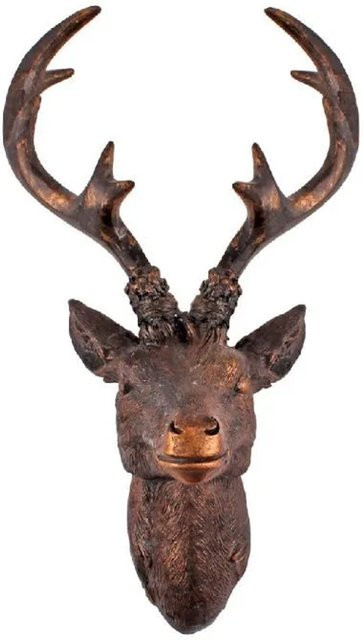 Lex Hirschkopf Wanddeko Hirschgeweih in Bronze und Braun, B: 30 cm, H: 40 cm - Bild 1