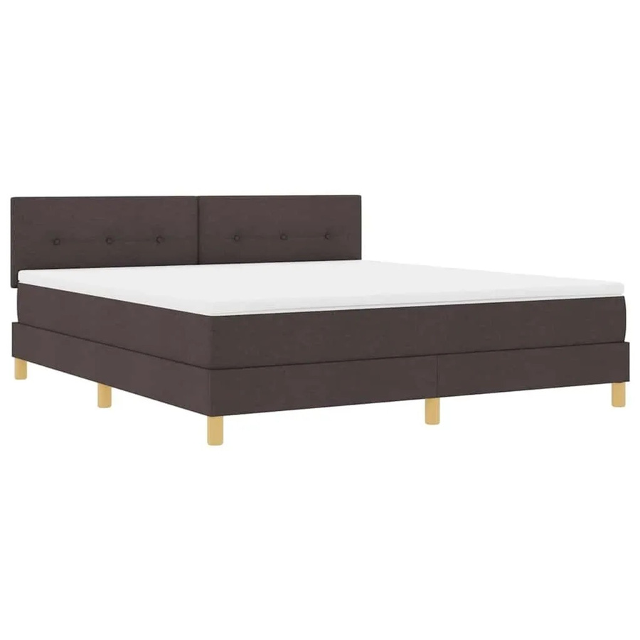 vidaXL LED Boxspringbett mit Matratze in Dunkelbraun, Hybrid-Matratze mit USB-Anschluss und Unterbettbeleuchtung, B/T: 180 x 200 cm - Bild 2